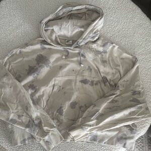 Nike Cream and Gray Cropped Hoodie